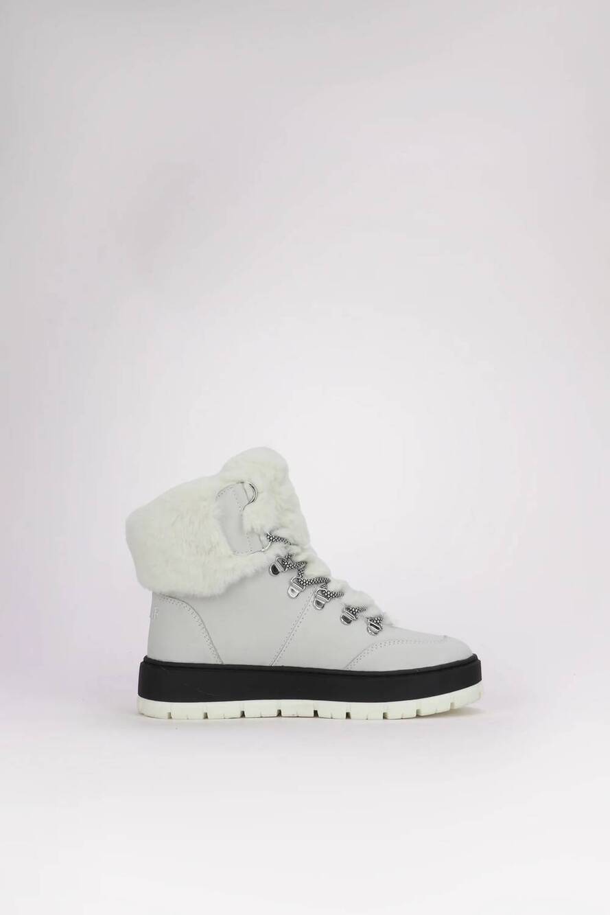 NEW PAJAR women's chalet faux fur trimmed leather boots in white
